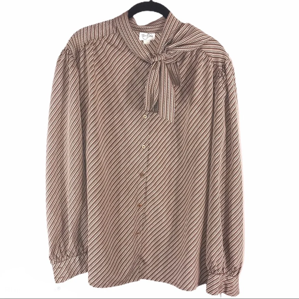 Vintage TanJay Stripes Blouse, Size 2X